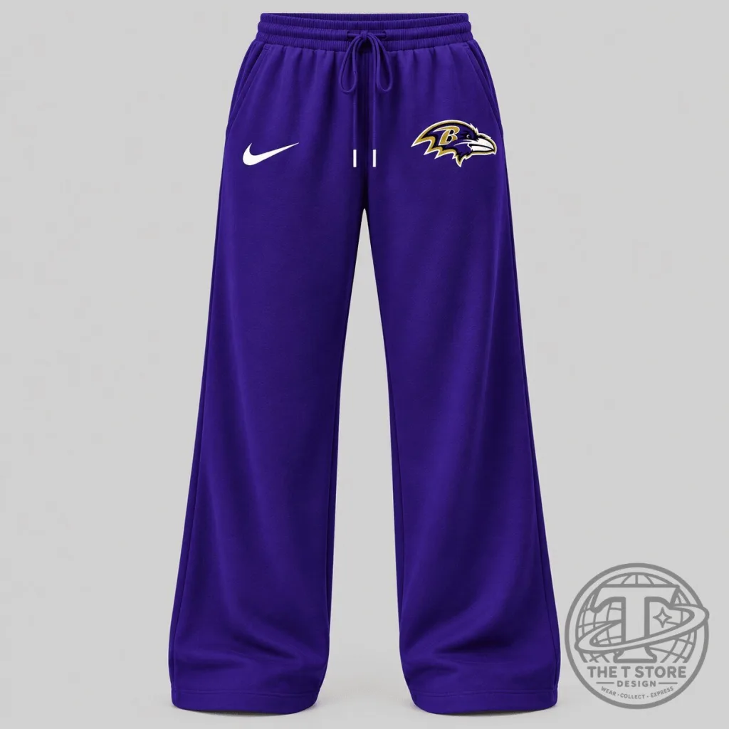 Baltimore Ravens NFL Team Logo Wide Leg Drawstring Pants for Women Baltimore Ravens NFL Team Logo Wide Leg Drawstring Pants for Women