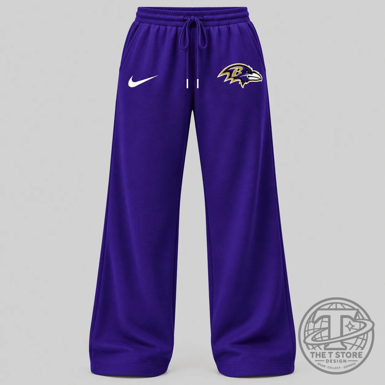 Baltimore Ravens NFL Team Logo Wide Leg Drawstring Pants for Women