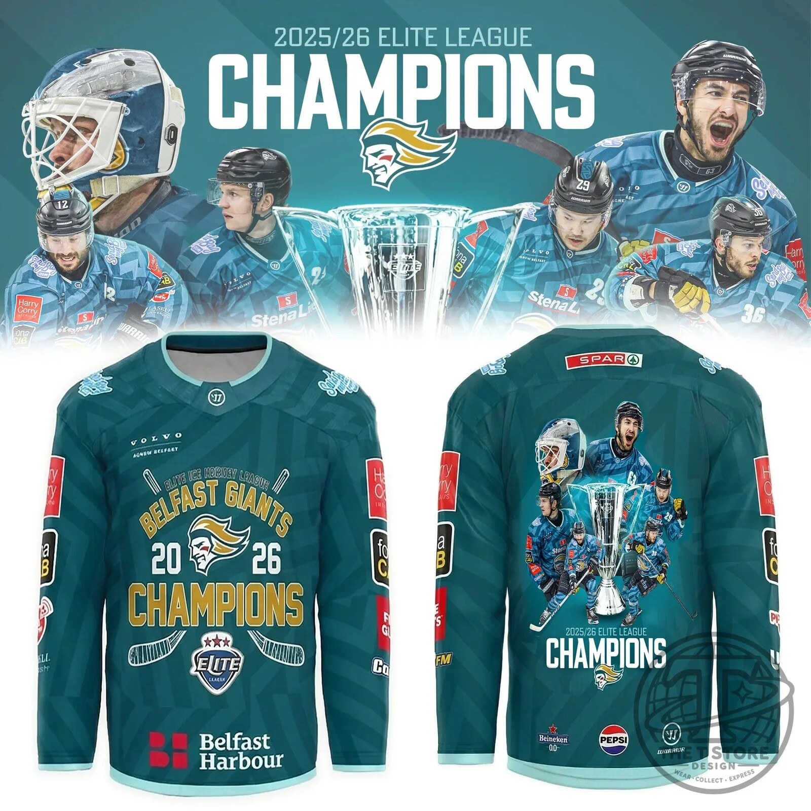 Belfast Giants 2026 Elite League Champions Ice Hockey Jersey