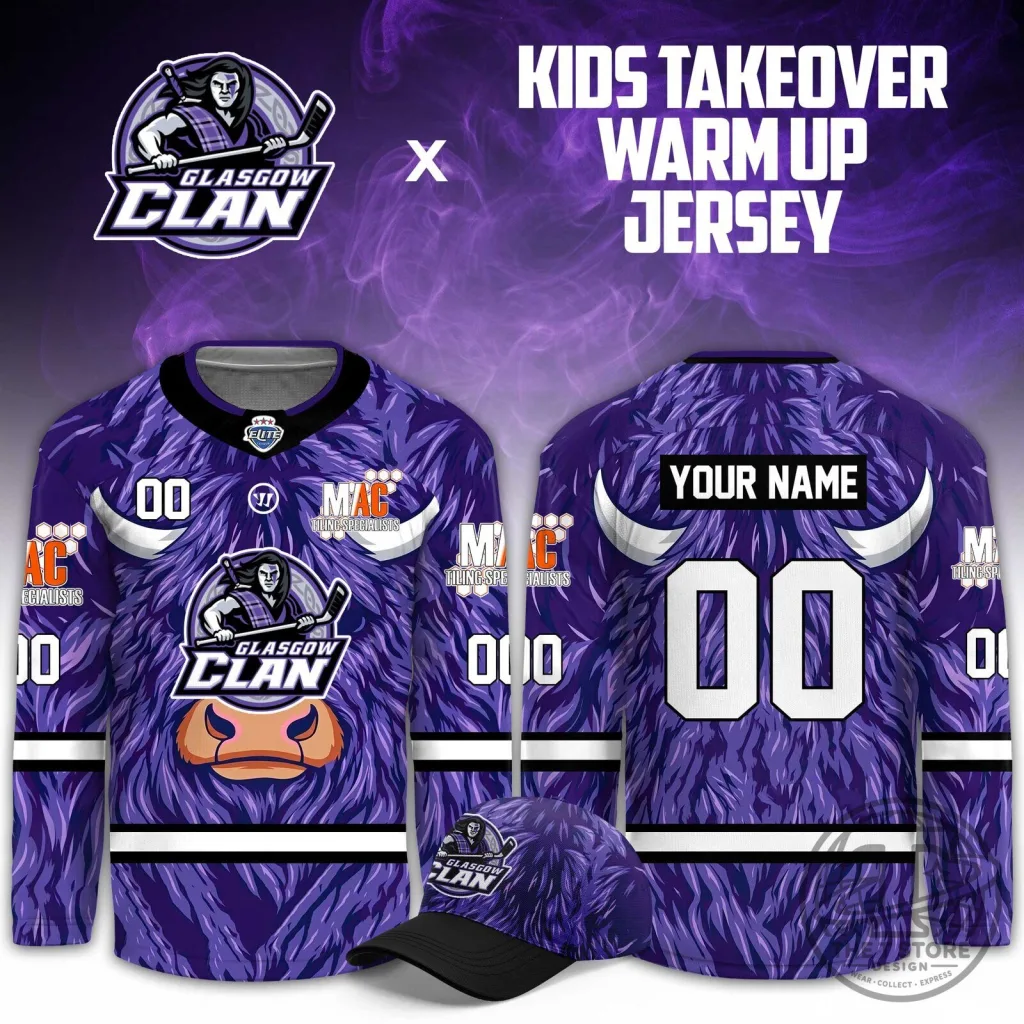Kids Warm Up Hockey Jersey - Glasgow Clan Purple Army Takeover Edition Kids Warm Up Hockey Jersey - Glasgow Clan Purple Army Takeover Edition