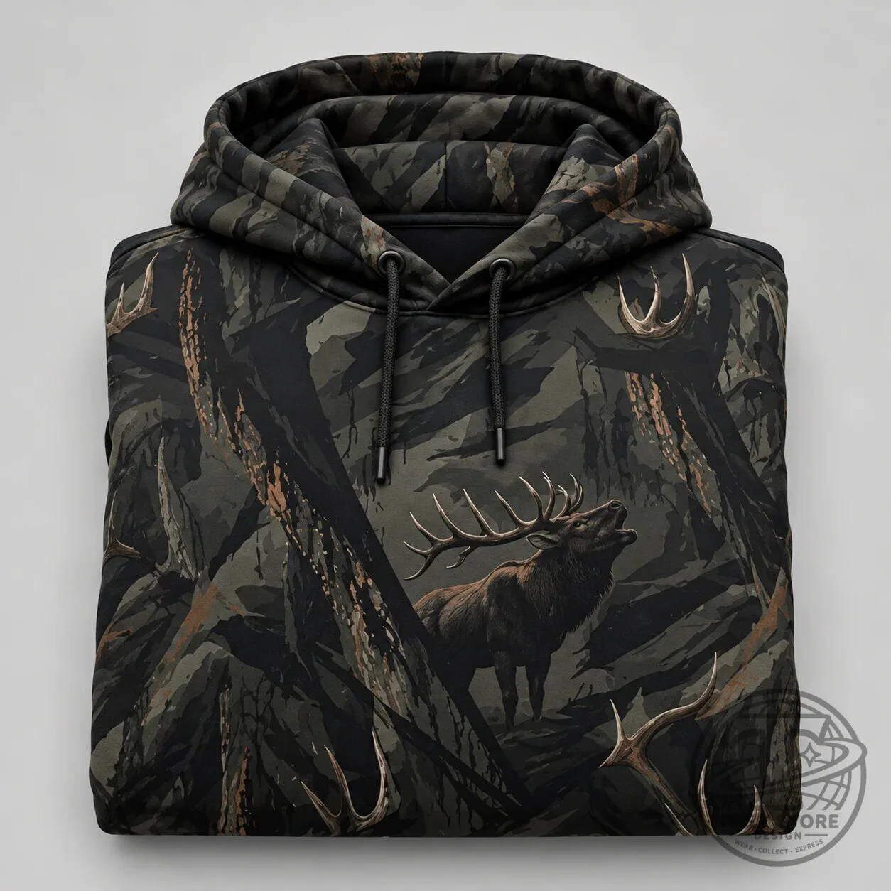 Timber King Elk Camouflage Hunting Hoodie with Antlers and Forest Design 10 Timber King Elk Camouflage Hunting Hoodie with Antlers and Forest Design