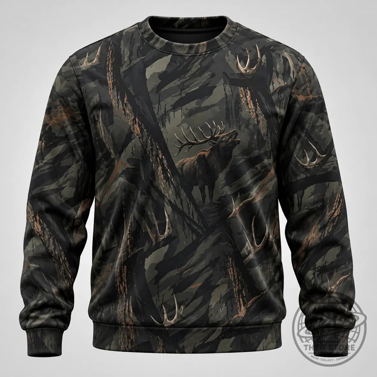 Timber King Elk Camouflage Hunting Hoodie with Antlers and Forest Design 12 Timber King Elk Camouflage Hunting Hoodie with Antlers and Forest Design