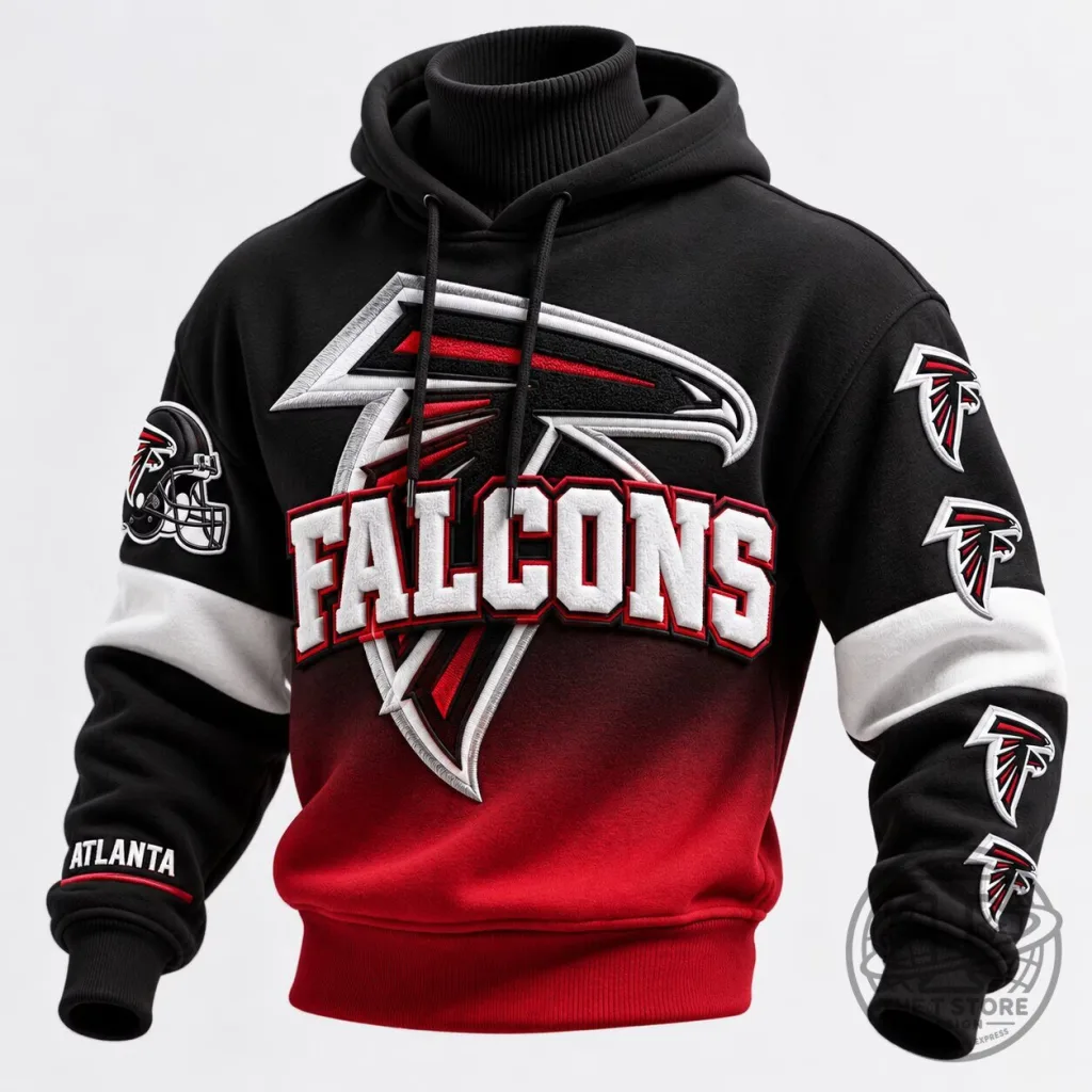 Atlanta Falcons NFL Football Team Black and Red Gradient Hoodie Atlanta Falcons NFL Football Team Black and Red Gradient Hoodie