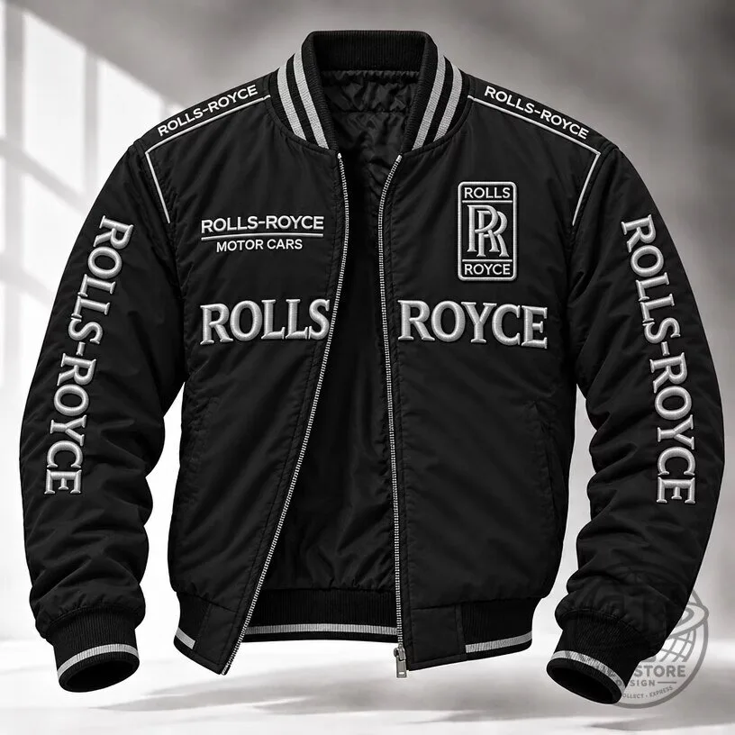 Rolls-Royce Motor Cars Embroidered Black Bomber Jacket