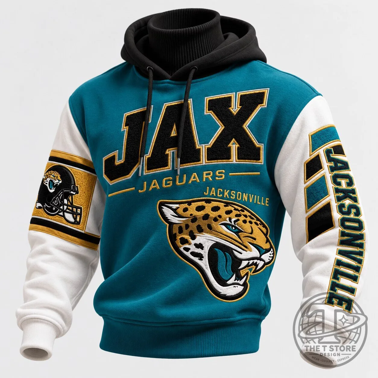 Jacksonville Jaguars NFL Football Team Logo Teal and White Hoodie