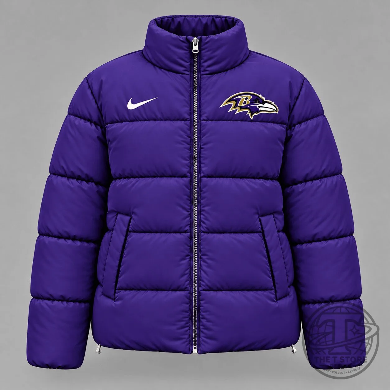 Baltimore Ravens NFL Team Logo Purple Puffer Jacket