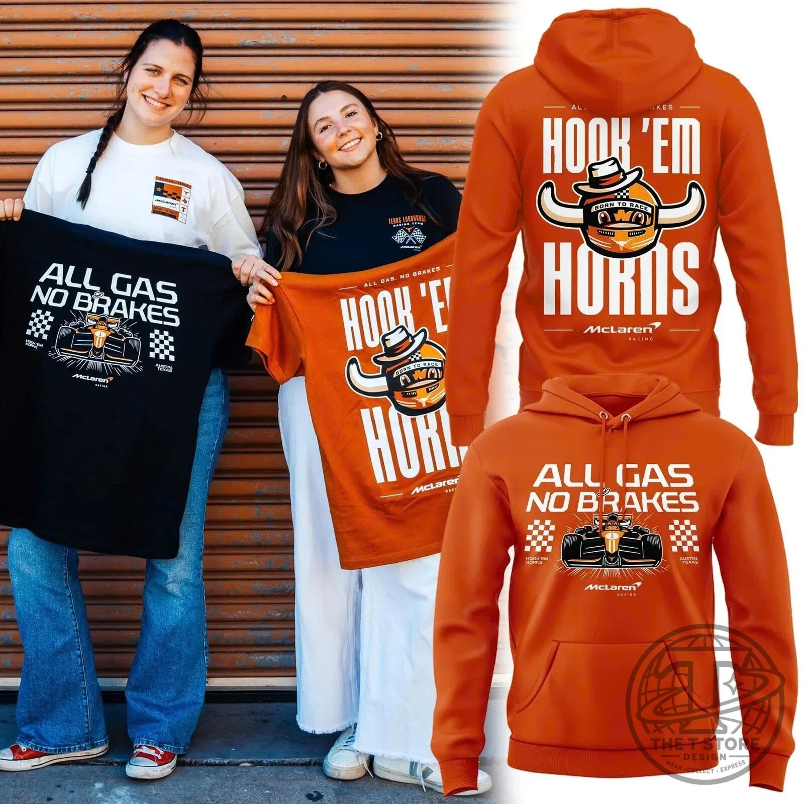 Texas Longhorns McLaren Racing Team Hook 'Em Horns All Gas No Brakes Hoodie