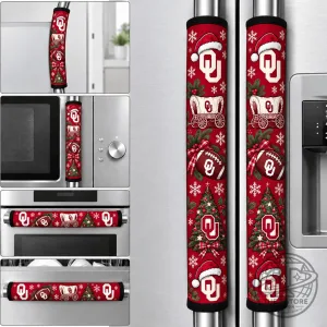 Oklahoma Sooners Christmas Football Fan Refrigerator Appliance Door Handle Cover