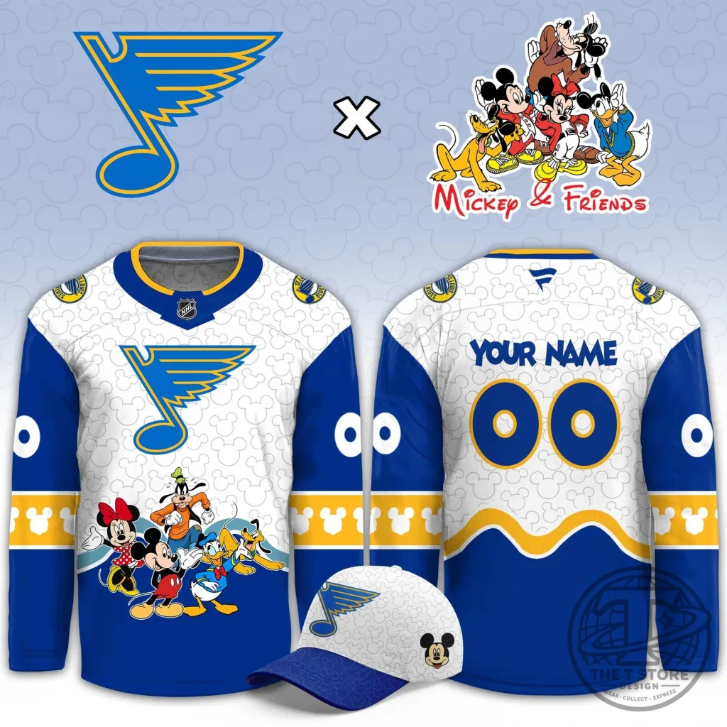 St. Louis Blues Mickey and Friends Night Custom Hockey Jersey St. Louis Blues Mickey and Friends Night Custom Hockey Jersey