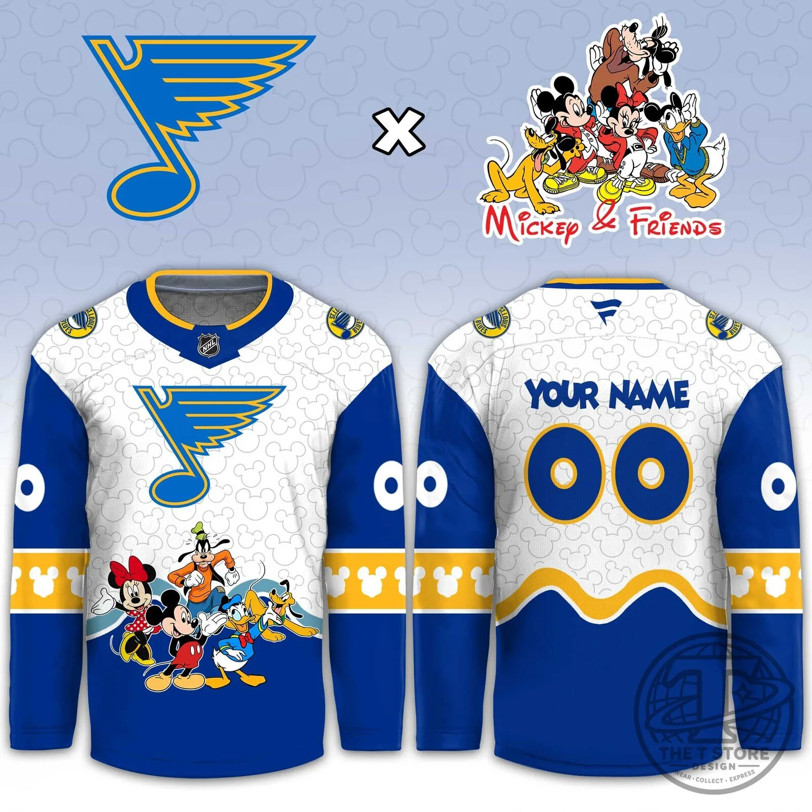 St. Louis Blues Mickey and Friends Night Custom Hockey Jersey 6 St. Louis Blues Mickey and Friends Night Custom Hockey Jersey