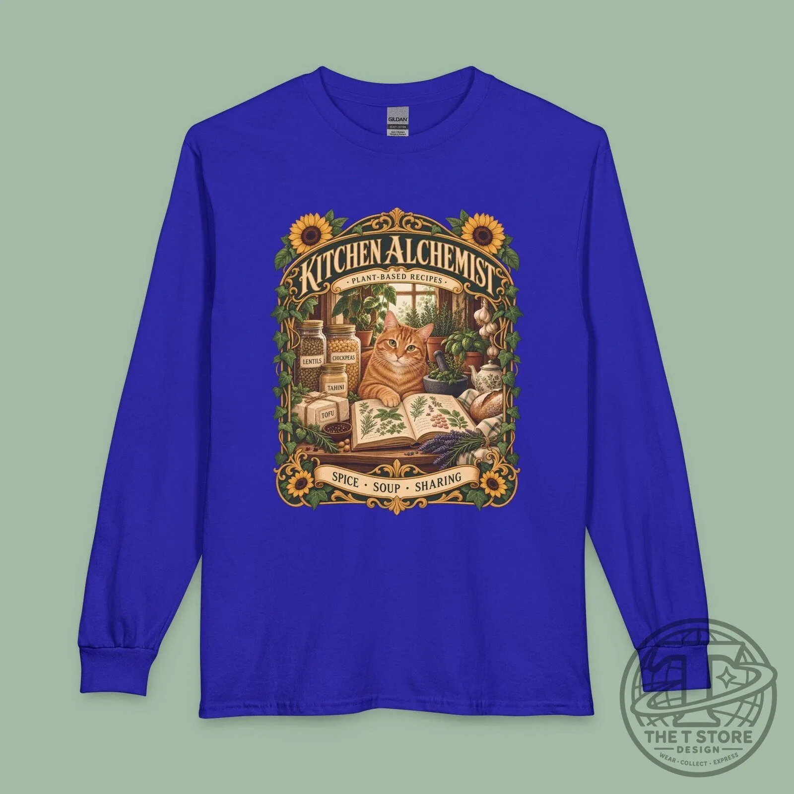 Kitchen Alchemist Plant-Based Recipes Cat Vintage Art Long-Sleeve T-Shirt 8 Kitchen Alchemist Plant-Based Recipes Cat Vintage Art Long-Sleeve T-Shirt