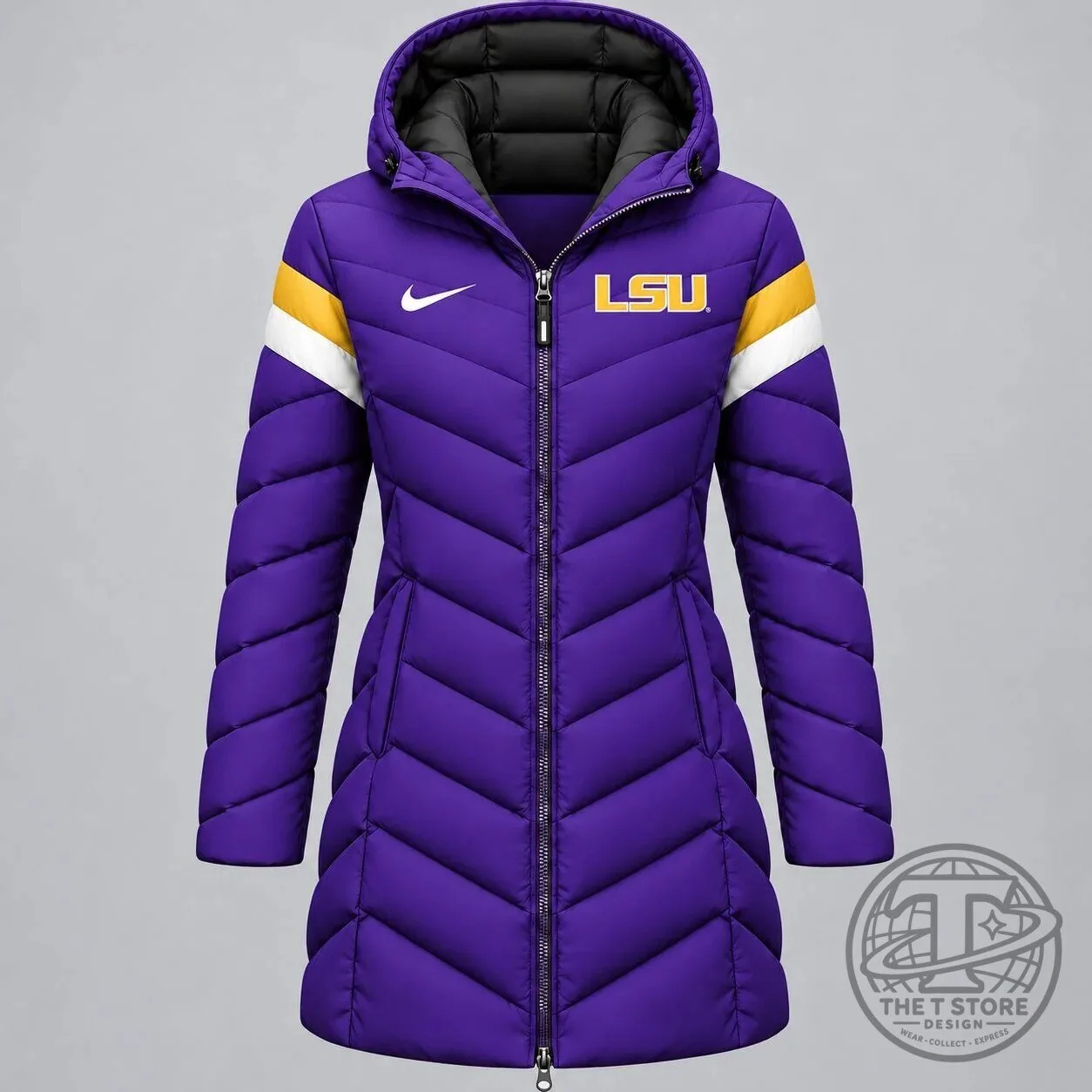 Louisiana State University Tigers Premium Game Day Long Hooded Puffer Jacket