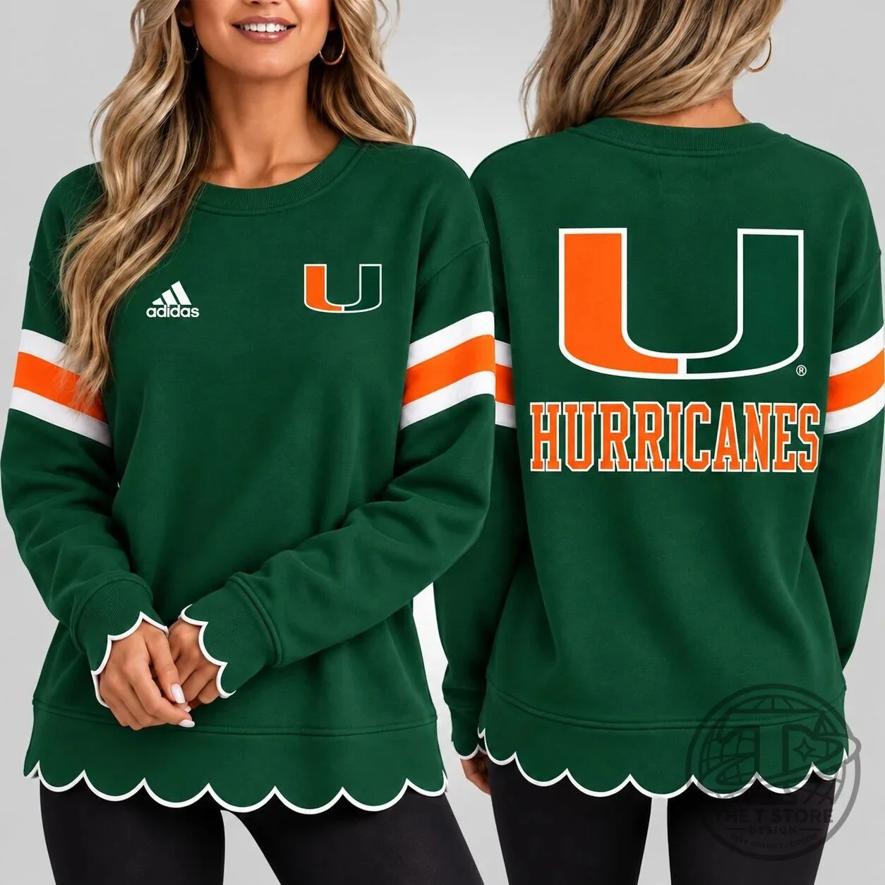 Miami Hurricanes NCAA Women's Scalloped Hem Crewneck Sweatshirt