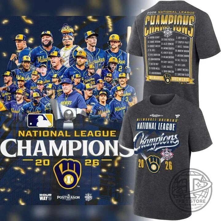 Milwaukee Brewers Fanatics 2026 National League Champions Roster T-Shirt