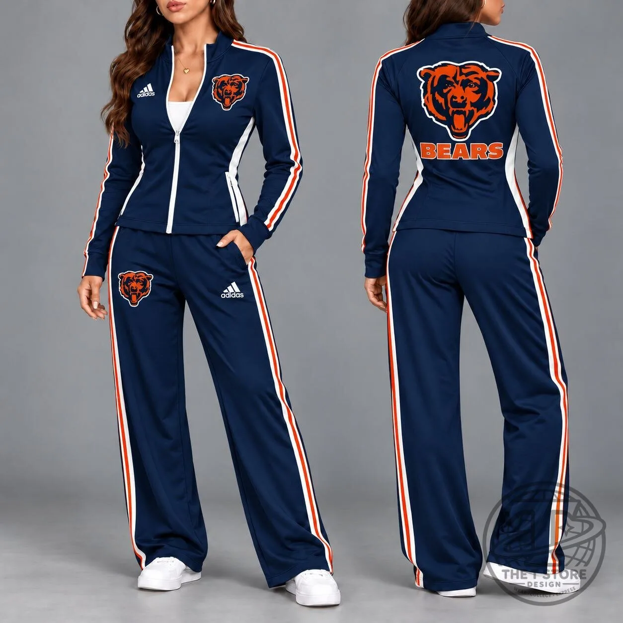 Chicago Bears NFL Team Logo Navy Blue Full-Zip Track Jacket for Women