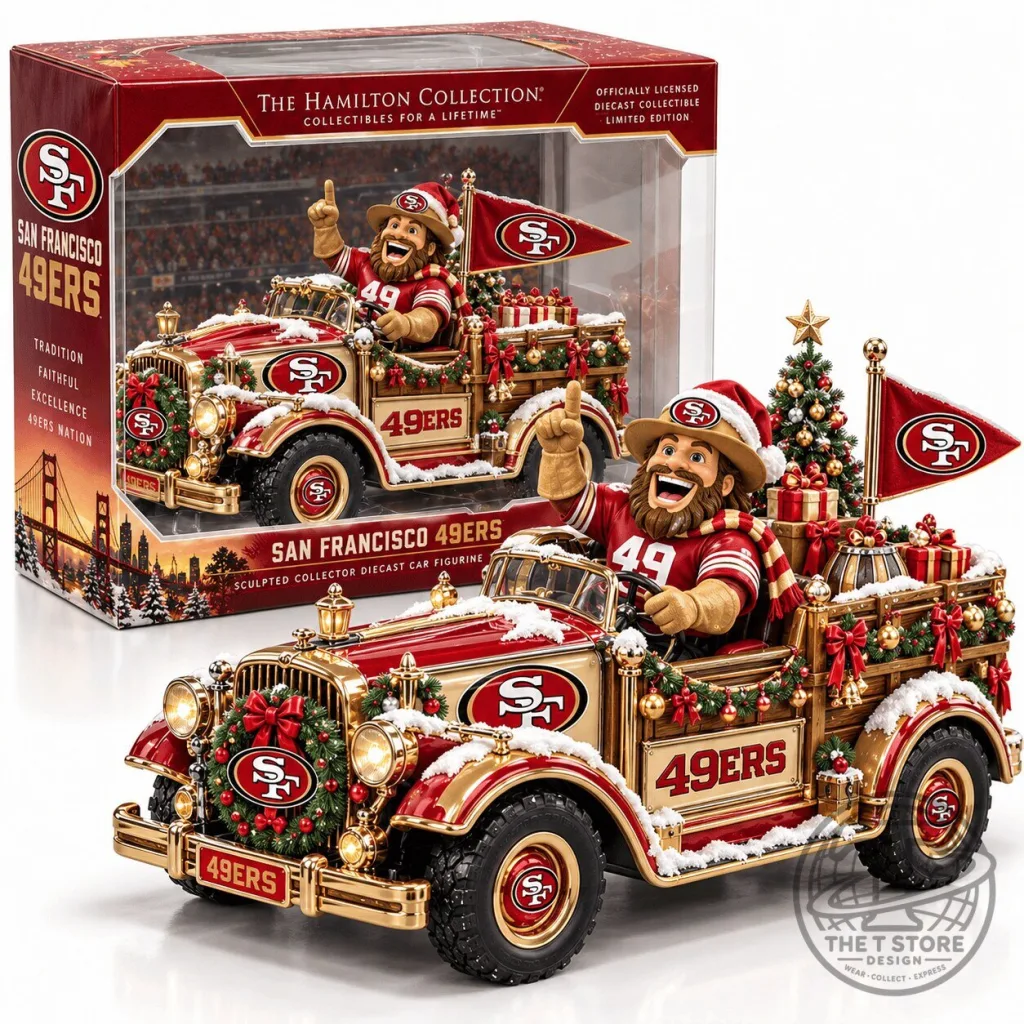 San Francisco 49ers Christmas Holiday Diecast Car Figurine Collectible San Francisco 49ers Christmas Holiday Diecast Car Figurine Collectible