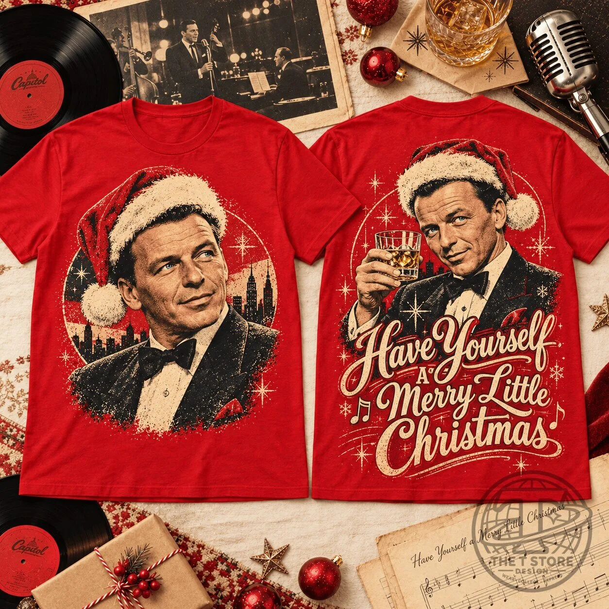 Frank Sinatra Have Yourself a Merry Little Christmas Vintage T-Shirt